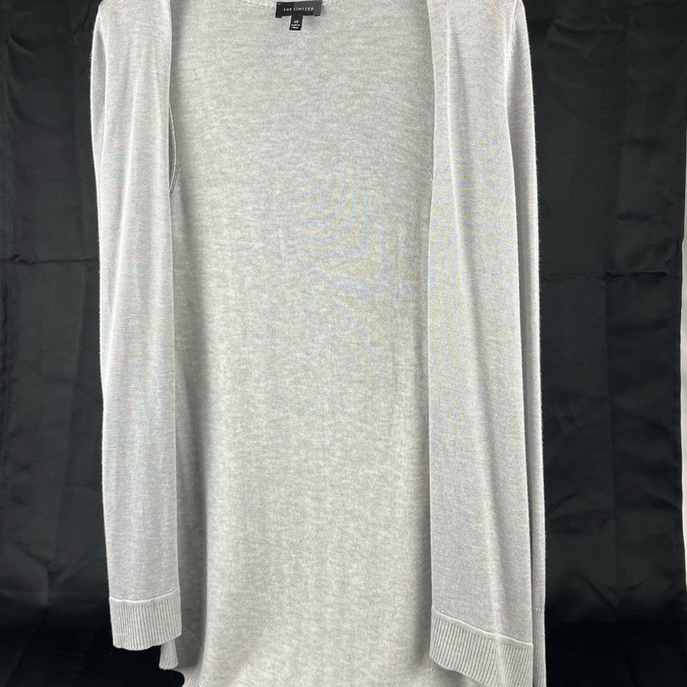 The Limited Light Gray Asymmetrical Open-Front Lightweight Cardigan Sweater XS